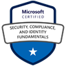 Microsoft Certified: Security, Compliance, and Identity Fundamentals badge image. Issued by Microsoft