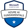 Microsoft Certified: Azure AI Fundamentals badge image. Issued by Microsoft